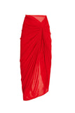 Costume rosso senza spalline a 2 pezzi con copertura