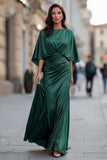 Abito della madre della sposa con scerone in chiffon borgogna e maniche