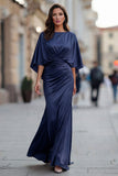 Abito della madre della sposa con scerone in chiffon borgogna e maniche