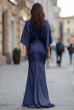 Abito della madre della sposa con scerone in chiffon borgogna e maniche