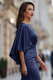 Abito della madre della sposa con scerone in chiffon borgogna e maniche
