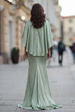 Abito Madre della Sposa in raso verde salvia con manica mezza