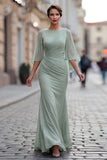 Abito di Madre della Sposa in Chiffon Verde Salvia con Frusci della Madre della Sposa