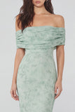 Abito midi in chiffon a sagoma con stampa salvia polverosa