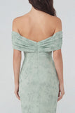 Abito midi in chiffon a sagoma con stampa salvia polverosa