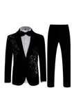 Vestiti da ballo da uomo da ballo blu a due pezzi con una tacca di bottone e paillettes