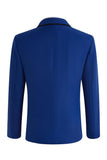 Vestiti da ballo da uomo da ballo blu a due pezzi con una tacca di bottone e paillettes