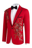 Vestiti da ballo da uomo da ballo blu a due pezzi con una tacca di bottone e paillettes