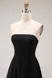 Abito formale A Line senza spalline in pizzo nero con zip posteriore