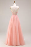 Corsetto con appliquesi di anguria con spalline A linea lunga in tulle abito da cerimonia