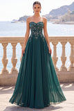 Abito lungo elegante verde stiro senza spalline floreale con perline