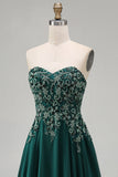 Abito lungo elegante verde stiro senza spalline floreale con perline