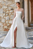 Abito da sposa Boho con tranello a maniche lunghe con perline e scorzo a scorza in avorio scintillante