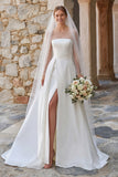 Abito da sposa Boho con tranello a maniche lunghe con perline e scorzo a scorza in avorio scintillante