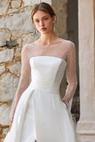 Abito da sposa Boho con tranello a maniche lunghe con perline e scorzo a scorza in avorio scintillante