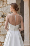 Abito da sposa Boho con tranello a maniche lunghe con perline e scorzo a scorza in avorio scintillante