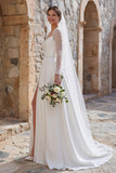 Abito da sposa Boho a maniche lunghe a maniche lunghe con fessura