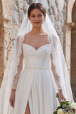 Abito da sposa Boho a maniche lunghe a maniche lunghe con fessura