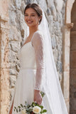 Abito da sposa Boho a maniche lunghe a maniche lunghe con fessura
