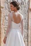Abito da sposa Boho a maniche lunghe a maniche lunghe con fessura