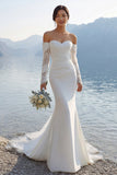 Abito lungo da sposa in merletto sirena d'avorio in chiffon