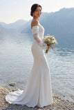 Abito lungo da sposa in merletto sirena d'avorio in chiffon
