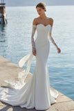 Abito da sposa in pizzo lungo in pizzo sirena avorio con applicazioni