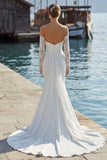 Abito da sposa in pizzo lungo in pizzo sirena avorio con applicazioni