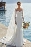 Abito da sposa in pizzo lungo in pizzo sirena avorio con applicazioni