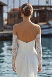 Abito da sposa in pizzo lungo in pizzo sirena avorio con applicazioni