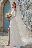 Abito da sposa lungo senza spalline in avorio con fessura