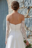 Abito da sposa lungo senza spalline in avorio con fessura