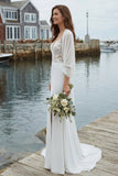 Abito da sposa in raso applicato sirena avorio con trena di corte