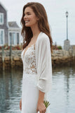 Abito da sposa in raso applicato sirena avorio con trena di corte
