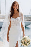 Abito da sposa lungo con spallette a spallette d'avorio e spacco