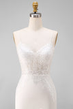Abito da sposa con spalline a spalline in pizzo in raso in pizzo