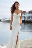Abito da sposa con spalline a spalline in pizzo in raso in pizzo