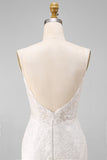 Abito da sposa con spalline a spalline in pizzo in raso in pizzo
