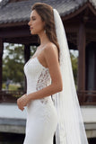 Abito da sposa con spalline a spalline in pizzo in raso in pizzo