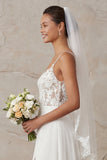 Abito da sposa con spalline in pizzo a scorrimento in avorio A Line