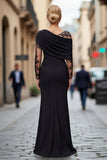 Abito Madre della Sposa in raso nero in pizzo unico