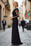 Abito Madre della Sposa in raso nero in pizzo unico
