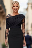 Abito Madre della Sposa in raso nero in pizzo unico
