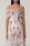 Abito midi in tulle con applique scoperte nere