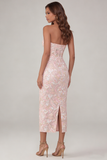 Corsetto con appliquetia di fiori rosa Abito Midi senza spalline