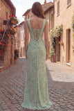 Vestito da cerimonia a sacco a fiori di salvia polverosa con scollo quadrato