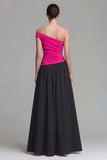 Fucsia e nero Abito formale A a Linea Lunga