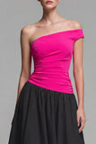 Fucsia e nero Abito formale A a Linea Lunga