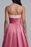 Abito elegante lungo rosa senza spalline