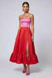 Abito formale Midi A Line Dress Senza Spalline Rosa e Fucsia